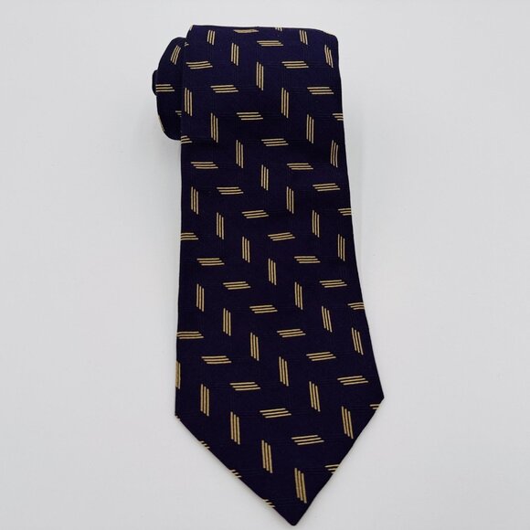 Ralph Lauren Tie Mens One Size Purple Silk Geometric Handmade Made in England - Picture 1 of 7